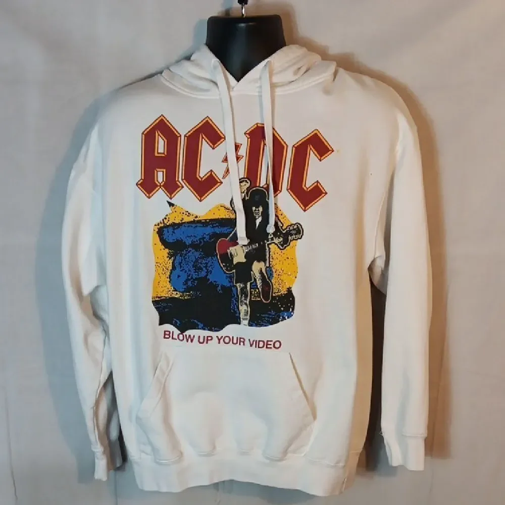 AC/DC White Hoodie with Graphic Print